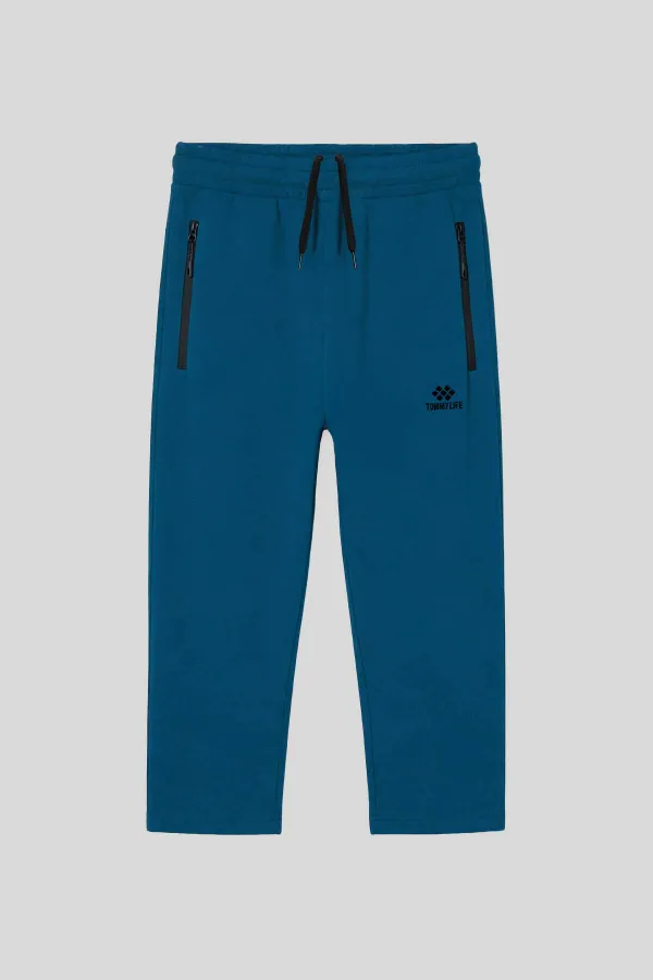 Pantalon Capri bleu marine classique pour homme Tommylife, avec poches zippées - 83095