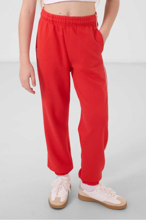 Tommylife Wholesale Crew Neck Printed Elasticated Hem Standard Fit Girls' Tracksuit Set 75186 Ecru Fiesta