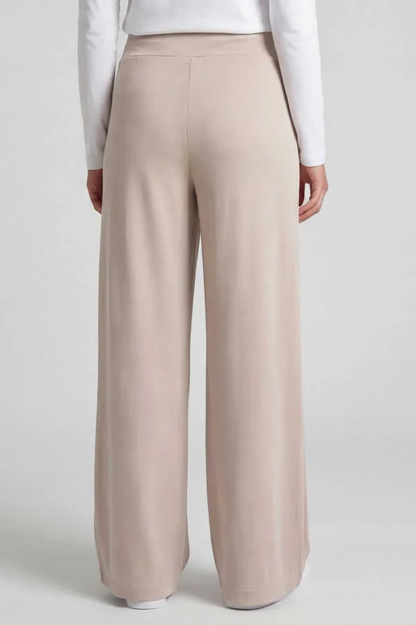 Tommylife Wholesale Beige Comfort Fit Wide Leg Corset Palazzo Women's Trousers - 94681 Tommylife Wholesale Beige Comfort Fit Wide Leg Corset Palazzo Women's Trousers - 94681