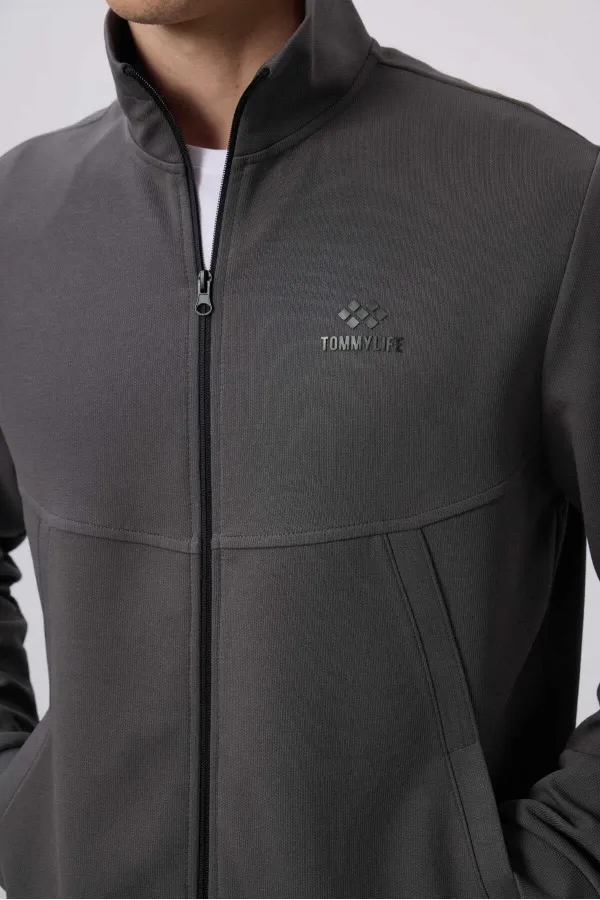 Tommylife Toptan Yüzeyi Dokulu Rahat Form Erkek Eşofman Takım 85273 Koyu Gri