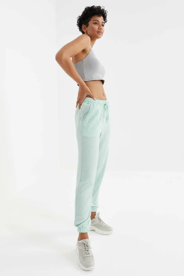Pantalon de jogging Tommylife Wholesale vert aqua à cordon de serrage pour femme - 94620
