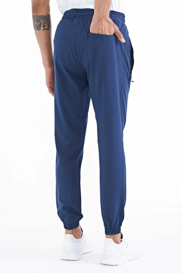 Tommylife Toptan İndigo Erkek Basic Cepli Bağcıklı Rahat Form Lastik Paça Eşofman Altı - 84826