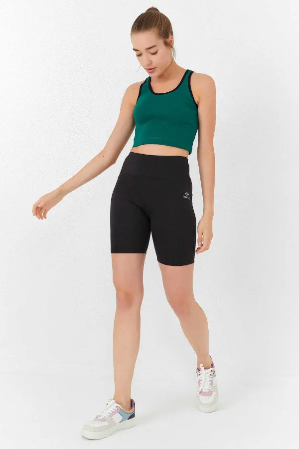 Débardeur court vert basique sans manches à col en U pour femme Tommylife Wholesale - 97162