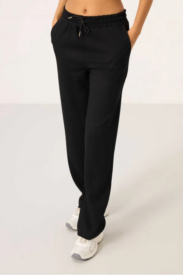 Ensemble tunique de survêtement à capuche oversize pour femme Tommylife, texture douce, vente en gros - 95348 Noir