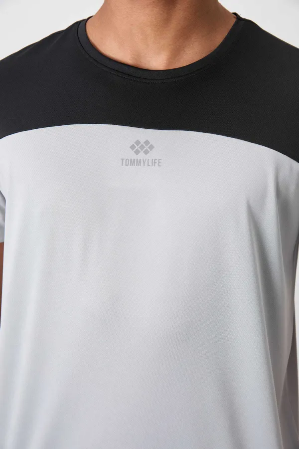 Tommylife Toptan O Yaka Standart Kalıp Aktif Spor Erkek T-Shirt 88386 Gri