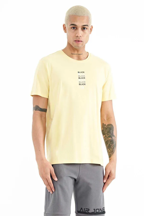 T-shirt homme imprimé Tommylife Wholesale Tylor, col rond, coupe standard, jaune, référence 88227
