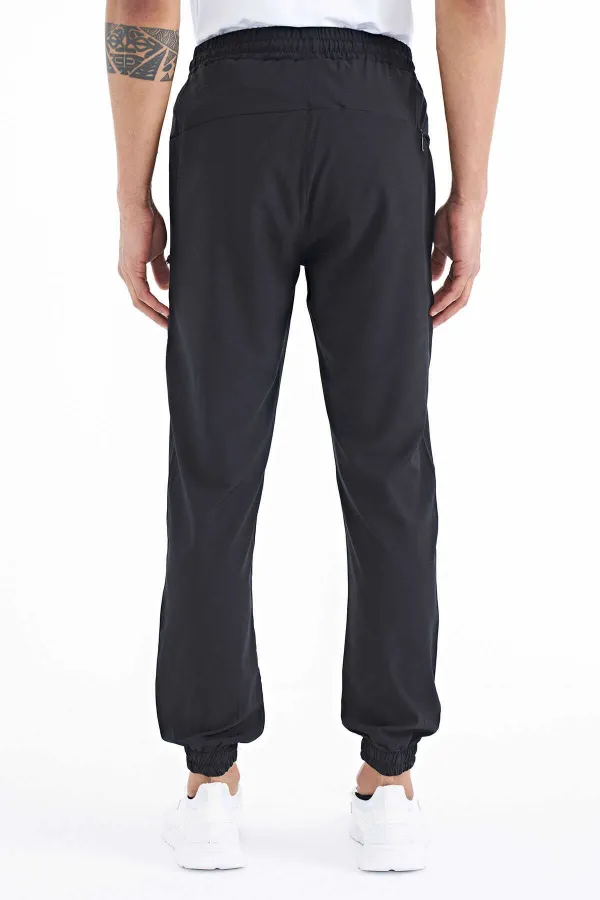 Tommylife Toptan Siyah Erkek Basic Cepli Bağcıklı Rahat Form Lastik Paça Eşofman Altı - 84826