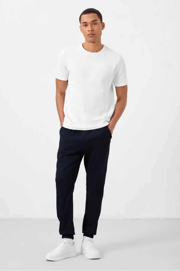 Pantalon chino extensible léger, coupe standard, tissé, Tommylife Wholesale, bleu marine, référence 82176