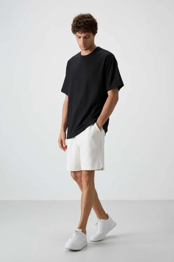Tommylife Toptan O Yaka Oversize Basic Erkek T-Shirt 88379 Siyah