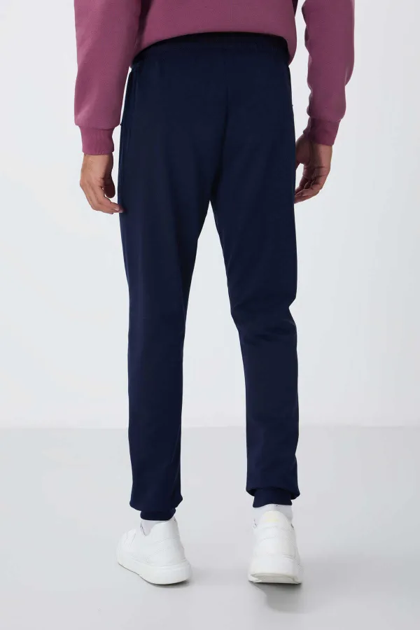 Tommylife Toptan İndigo Fermuar Cepli Standart Kalıp Jogger Erkek Eşofman Alt - 84651