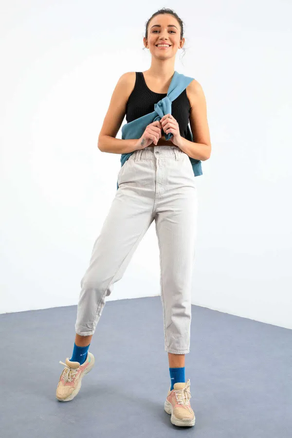 Tommylife Wholesale Black Basic Sleeveless Slim Fit U-Neck Women's Crop Top Tank Top - 97160