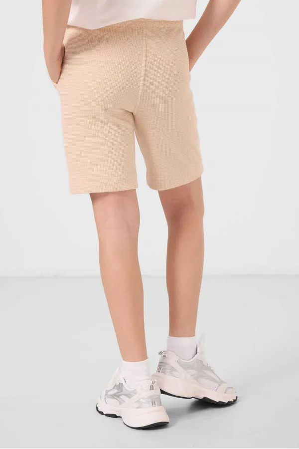 Tommylife Toptan Pamuklu Yumuşak Dokulu Standart Fit Basic Erkek Çocuk Şort 11289 Bej