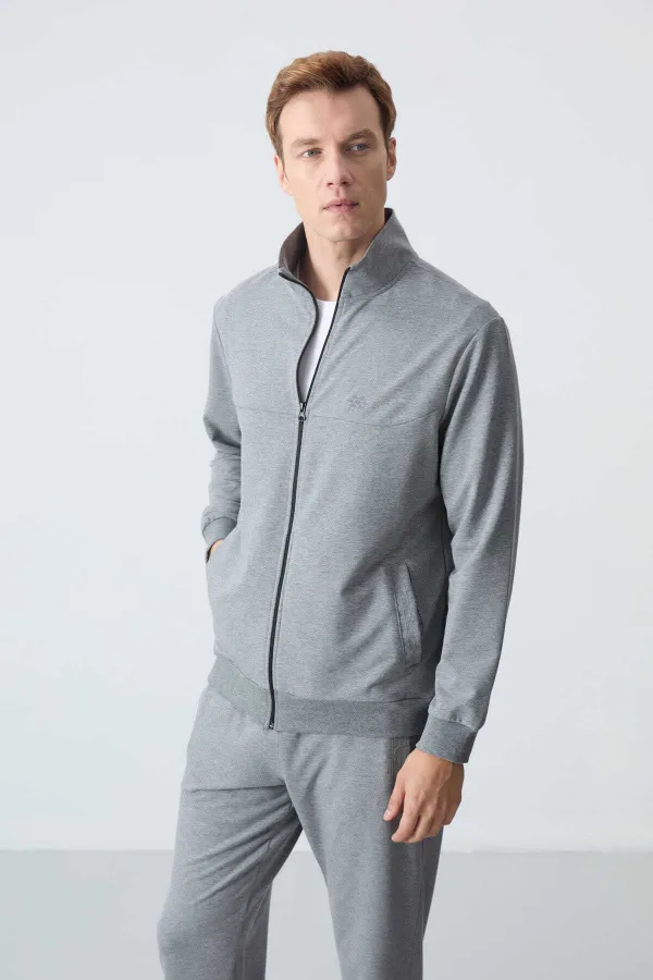 Ensemble de survêtement basique pour homme Tommylife Wholesale, coupe décontractée, gris chiné 85260