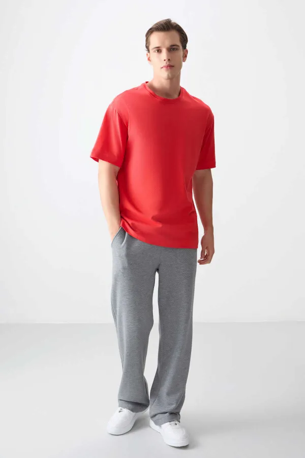 Tommylife Toptan O Yaka Oversize Basic Erkek T-Shirt 88353 Fiesta