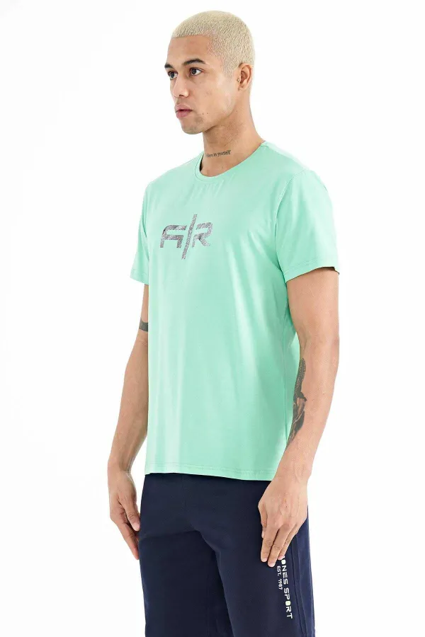 Tommylife Wholesale Boris Crew Neck Standard Fit Printed Men's T-Shirt 88206 Aqua Green