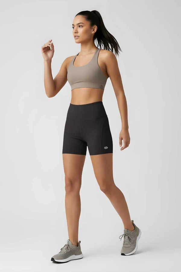 Leggings courts motardes taille haute slim anthracite pour femmes Tommlife Wholesale - 91017