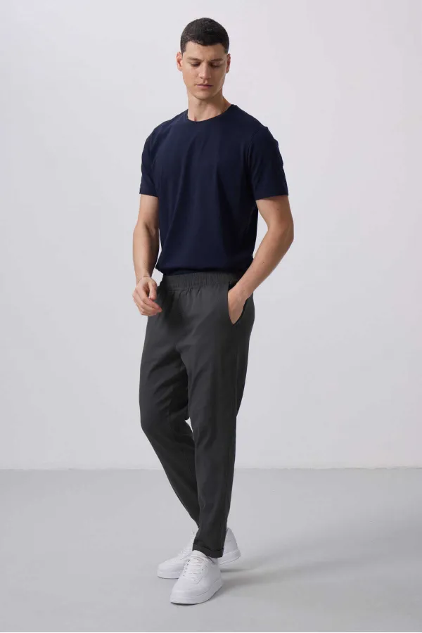 Pantalon chino extensible léger tissé coupe standard Tommylife Wholesale 82175 Anthracite