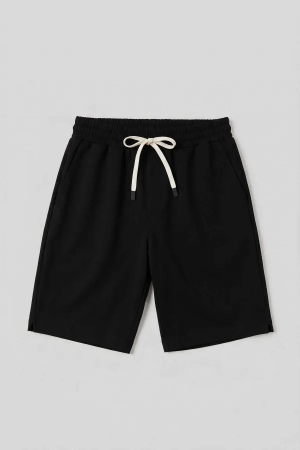 Short noir basique pour homme Tommylife, coupe standard, avec poches arrière - 88314