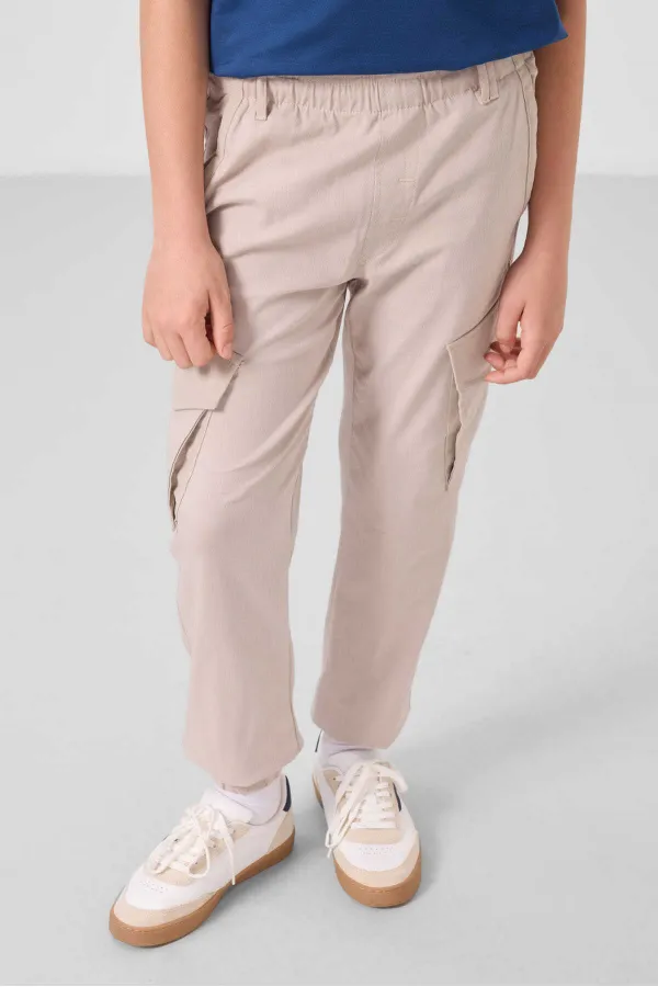 Tommylife Wholesale Standard Fit Woven Lightweight Stretch Chino Boys' Trousers 11271 Stone