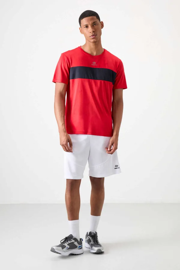 Tommylife Toptan O Yaka Standart Kalıp Aktif Spor Erkek T-Shirt 88398 Kırmızı