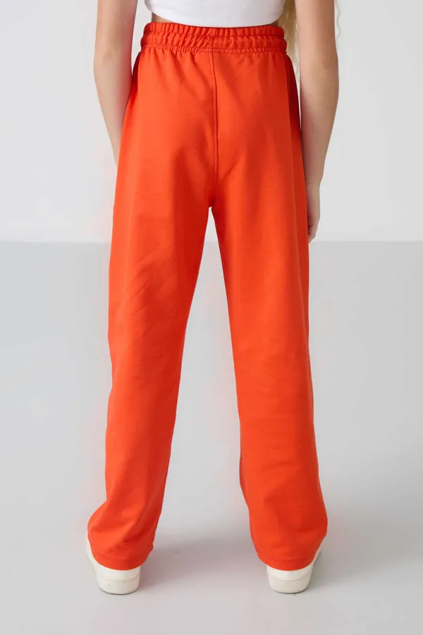 Pantalon de survêtement Tommylife Wholesale pour filles de 7 à 15 ans, coupe standard, jambes larges, référence 75144, orange.