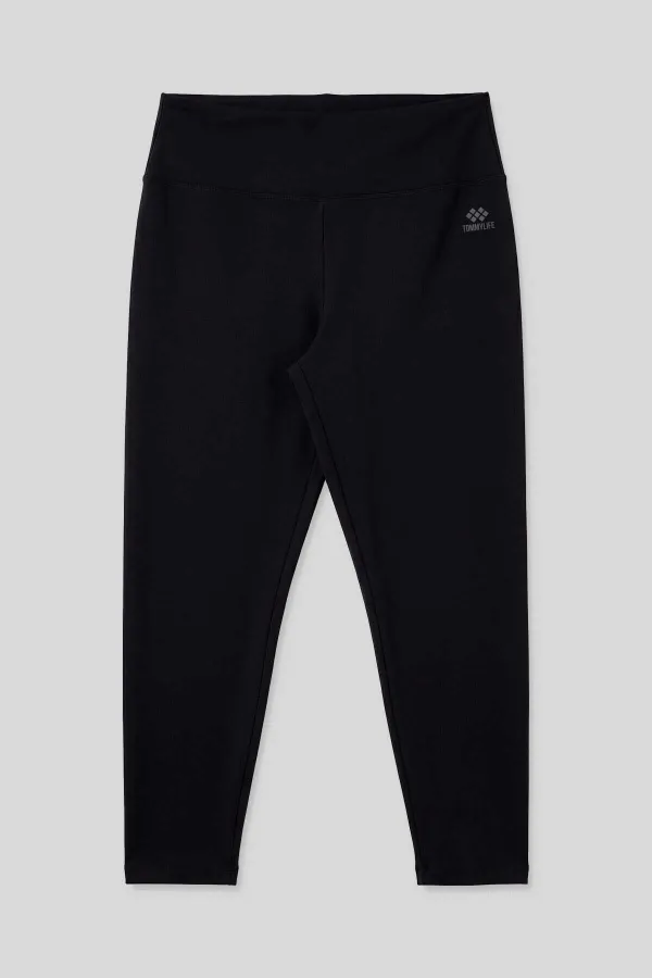 Tommylife Toptan Siyah Yüksek Bel Toparlayıcı Battal Büyük Beden Kadın Tayt - 94650