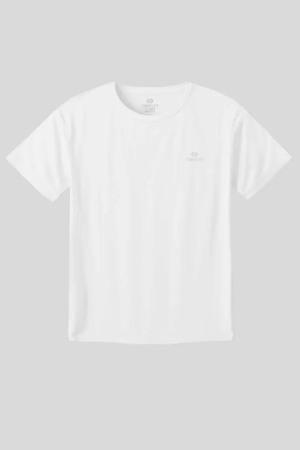 Tommylife Toptan Beyaz O Yaka Basic Battal Büyük Beden Kadın T-Shirt - 97308