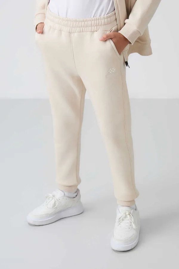 Tommylife Toptan 7-15 Yaş Dik Yaka Erkek Çocuk Eşofman Takımı 11256 Bej