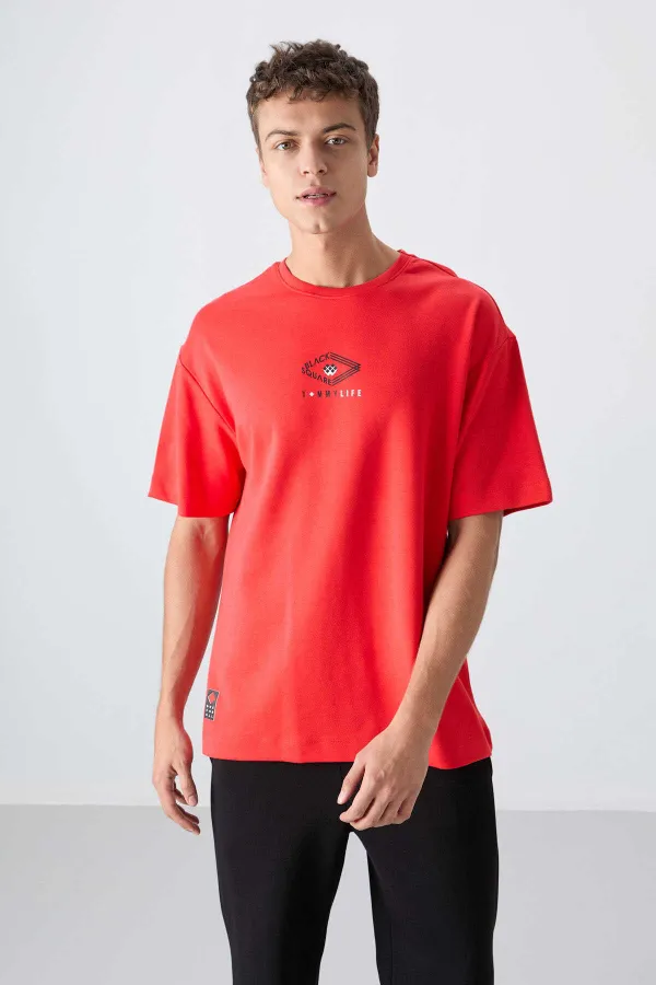 Tommylife Wholesale Crew Neck Oversize Printed Men's T-Shirt 88325 Fiesta