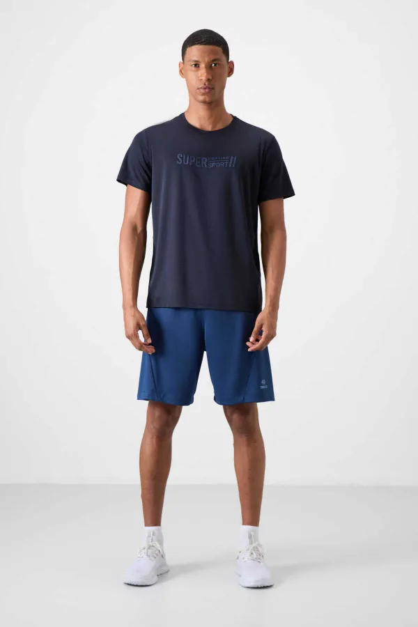 Tommylife Toptan O Yaka Standart Kalıp Aktif Spor Erkek T-Shirt 88385 Lacivert