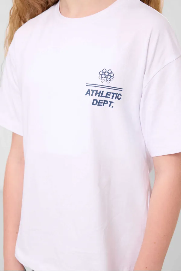 T-shirt basique Tommylife en coton, col rond, coupe oversize, blanc, référence 75178.