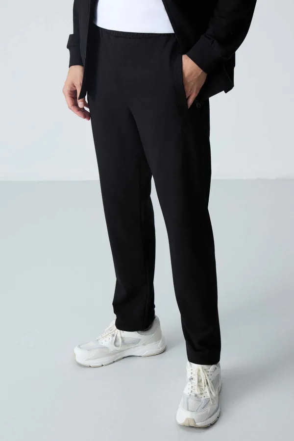 Tommylife Wholesale Casual Fit Basic Men's Tracksuit Set 85260 Black