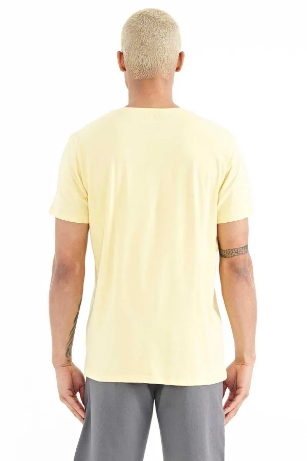 Tommylife Wholesale Boris Crew Neck Standard Fit Printed Men's T-Shirt 88206 Yellow