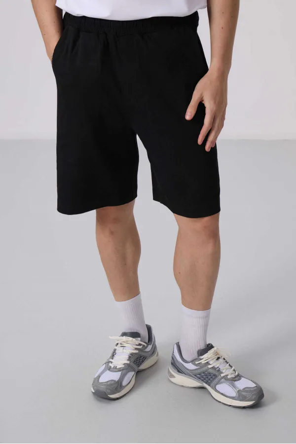 Short chino extensible léger, coupe standard, tissé, Tommylife Wholesale 81290 Noir
