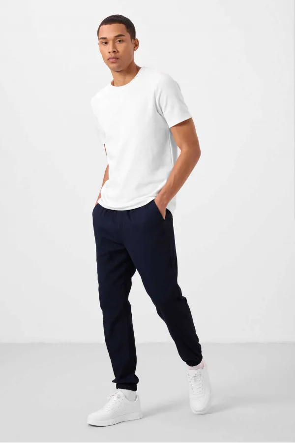 Pantalon chino extensible léger, coupe standard, tissé, Tommylife Wholesale, bleu marine, référence 82176