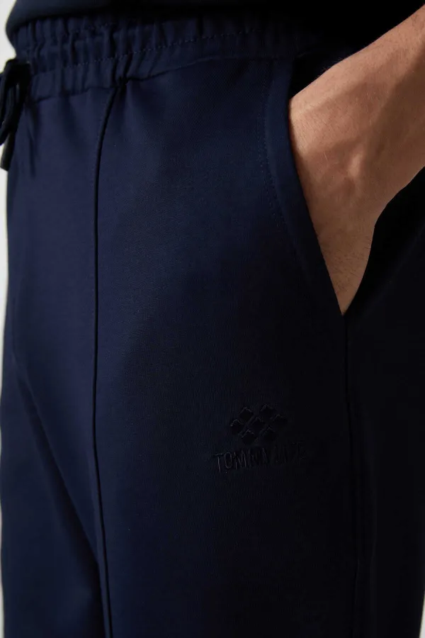 Tommylife Toptan Comfort Fit Nakışlı Erkek Jogger Eşofman Alt 82123 İndigo