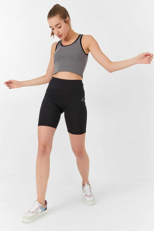 Débardeur court gris basique sans manches à col en U pour femme Tommylife Wholesale - 97162