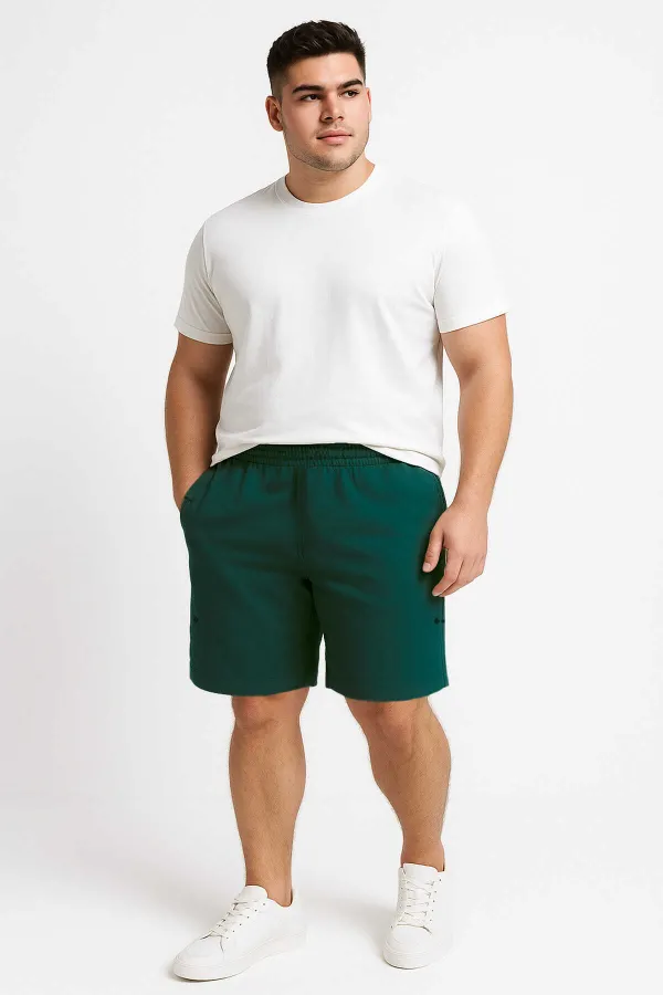 Short homme grande taille Tommylife, coupe décontractée, vert pin, cordon de serrage et poches - 81297