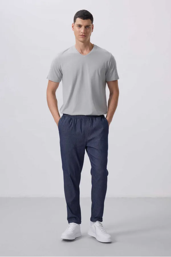 Tommylife Wholesale Standard Fit Woven Lightweight Stretch Chino Pants 82175 Denim Navy Blue