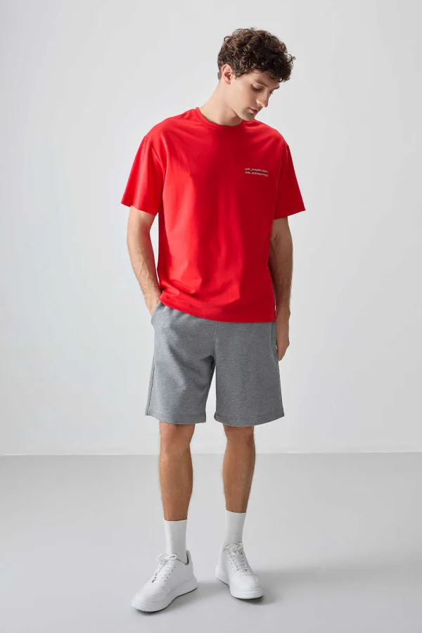 Tommylife Wholesale Crew Neck Oversize Printed Men's T-Shirt 88375 Fiesta