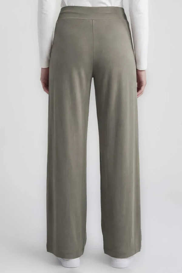 Tommylife Wholesale Dark Beige Comfort Fit Wide Leg Corset Palazzo Women's Trousers - 94681 Tommylife Wholesale Dark Beige Comfort Fit Wide Leg Corset Palazzo Women's Trousers - 94681