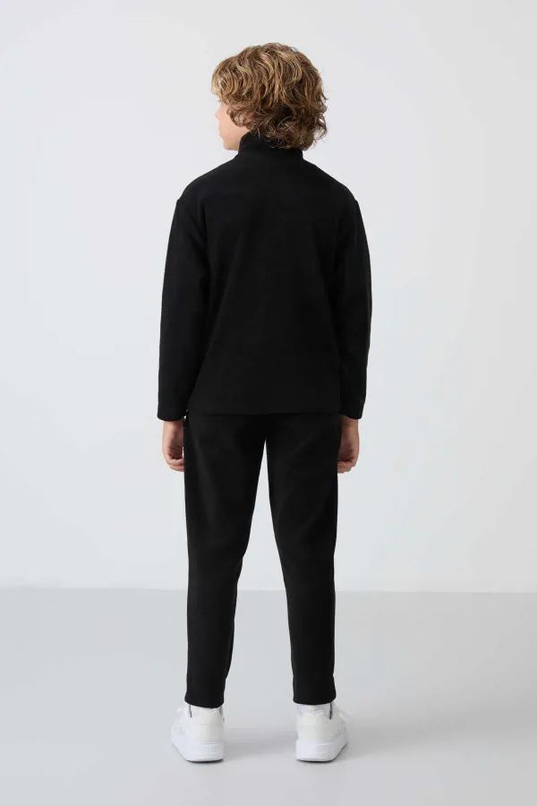 Ensemble de survêtement en polaire à col montant Tommylife Wholesale Serverer Boy, noir, référence 11218