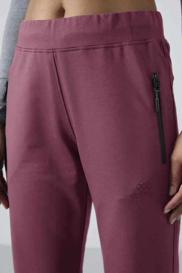 Pantalon de survêtement Tommylife Wholesale Soft Cherry pour femme, avec poches zippées, coupe confortable et jambes classiques - 94195