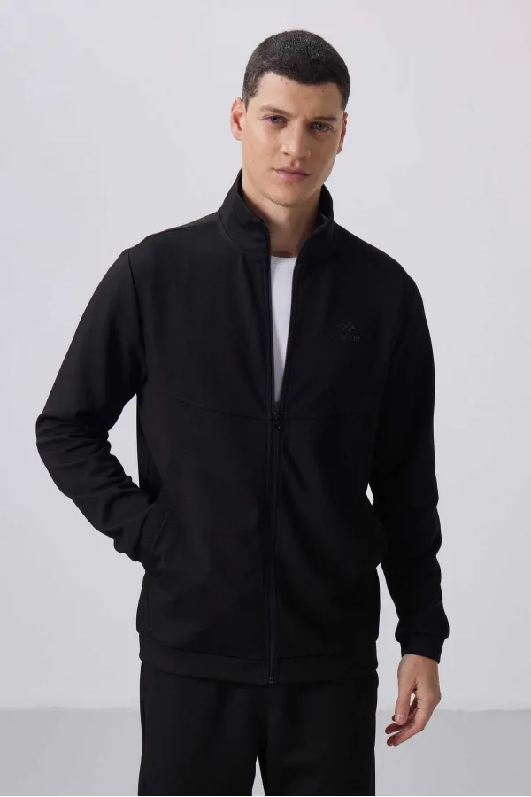 Tommylife Wholesale Textured Surface Comfortable Fit Men's Tracksuit Set 85273 Black