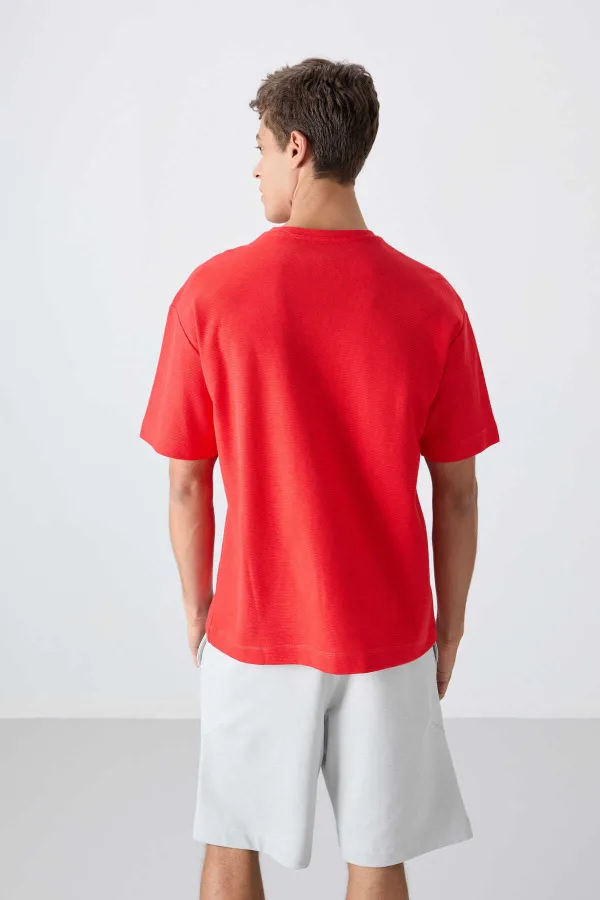 Tommylife Toptan O Yaka Oversize Basic Erkek T-Shirt 88341 Fiesta