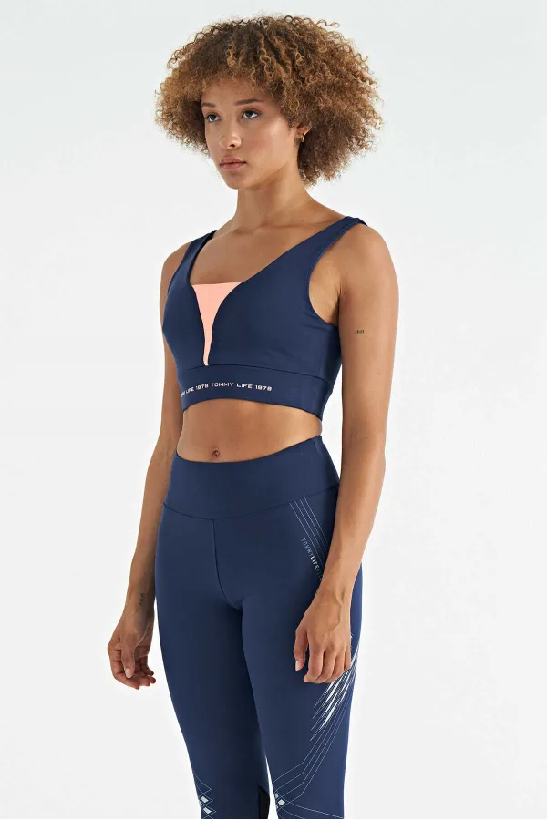 Bustier Tommylife Wholesale en tissu scuba imprimé indigo à blocs de couleur, coupe ajustée, pour femme - 97271