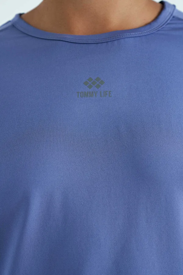 Tommylife Toptan Eflatun O Yaka Baskı Detaylı Oversize Kısa Kol Kadın T-Shirt - 97263