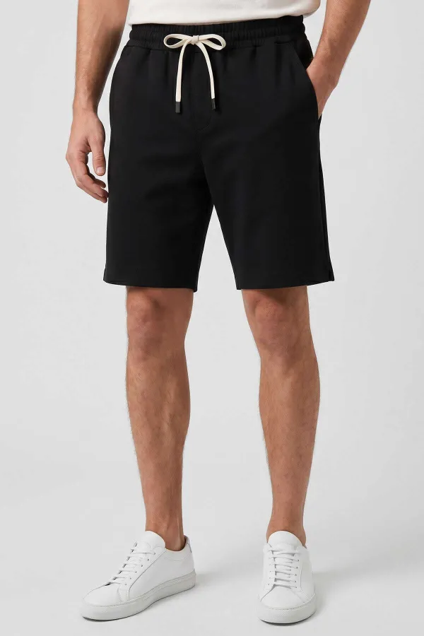 Short noir basique pour homme Tommylife, coupe standard, avec poches arrière - 88314
