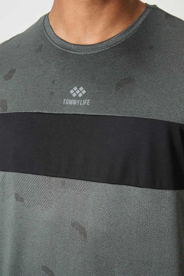 Tommylife Toptan O Yaka Standart Kalıp Aktif Spor Erkek T-Shirt 88398 Haki