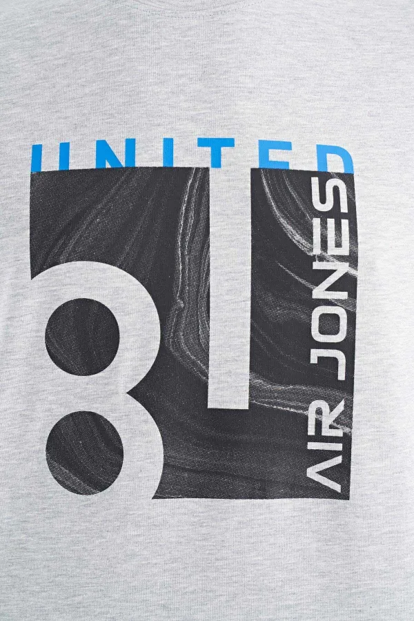 Tommylife Wholesale George Crew Neck Standard Fit Printed Men's T-Shirt 88220 Grey Melange